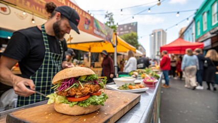 Naklejka premium woman,dog,outdoor street barger,cake,delicious dessert sweets,skin cream,tameplate,A serene reading nook featuring an oversized armchair draped with a soft, plush blanket in muted tones. A small woode