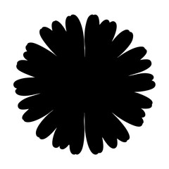 Striking black floral silhouette with repeating petal pattern on white background