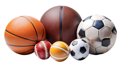 set of sports balls isolated on white background PNG. GENERATIVE AI