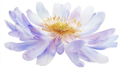 Obraz premium Watercolor Painting of Delicate Purple and White Flower Blossom