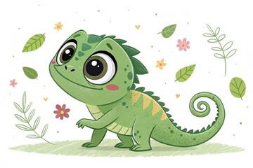 Fototapeta premium Illustration of cute lizard cartoon