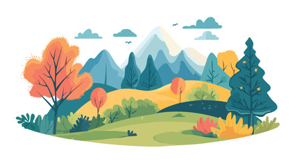 Vibrant Flat Landscape Illustration for Design Projects