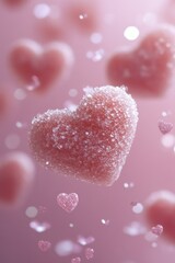 Obraz premium Pink Sugar Heart Candies Festive Valentine's Day Treats