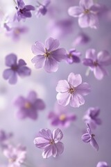 Obraz premium Floating Light Purple Flowers on Soft Muted Background Gentle and Delicate
