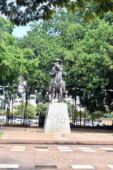 Fototapeta premium Goiania, Goiás, Brazil April 10, 2025: Monuments to Pedro Ludovico founder of Goiania Emerald Palace Civic Square Art Deco Architecture