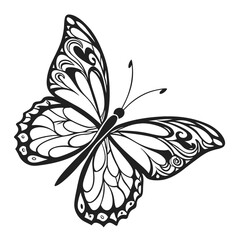 Monarch butterfly silhouettes collection, vector illustration isolated on white background.