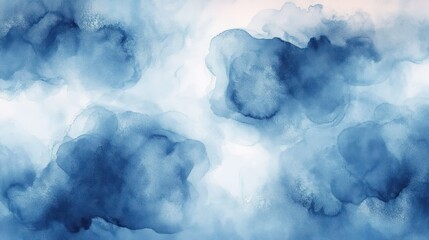 Abstract Watercolor Texture Soft Blue Impressionism Flow Calm Background