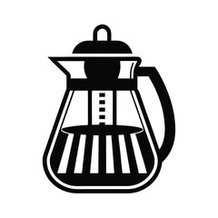 Glass Coffee Pot Carafe Black and White Icon
