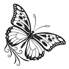 Monarch butterfly silhouettes collection, vector illustration isolated on white background.