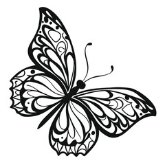 Monarch butterfly silhouettes collection, vector illustration isolated on white background.