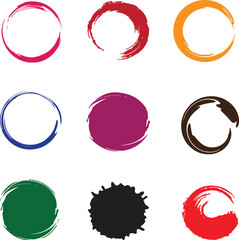 Abstract Circle Brush Stroke Collection

