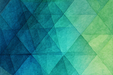 Abstract Geometric Watercolor Background in Blue and Green Tones