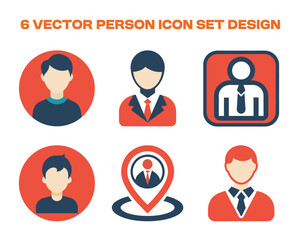 Six person icon set isolated on white background