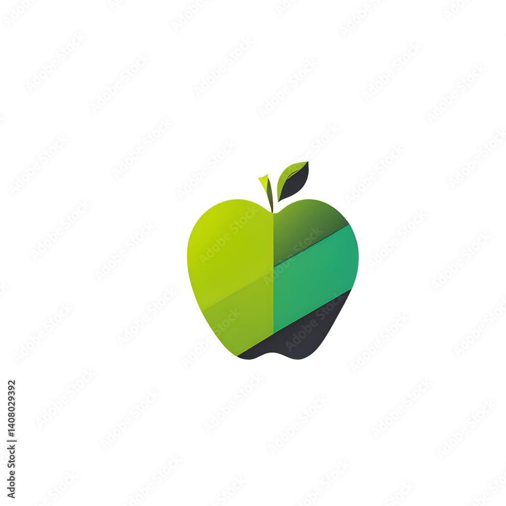 Poster modern design icon of a apple with checkmark symbolising nutrition, isolated on a empty plain backgr