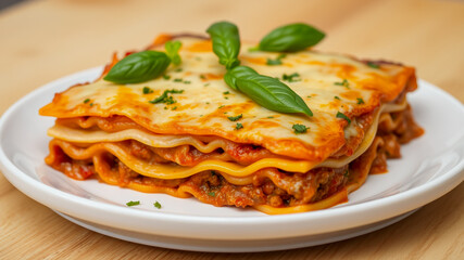 Deliciously Melted Cheese and Meat Lasagna Ready to Serve