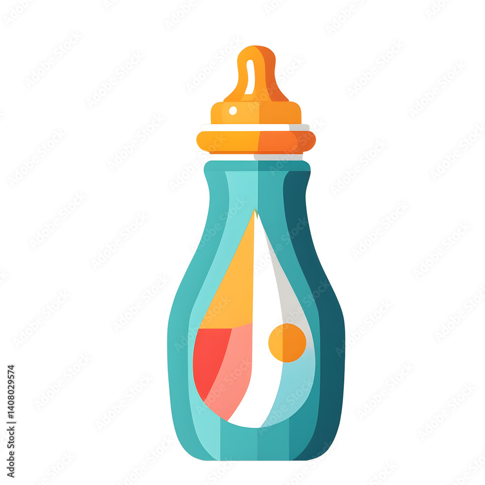 Poster modern design icon of a baby bottle symbolizing family & parenting isolated on a empty plain backgro