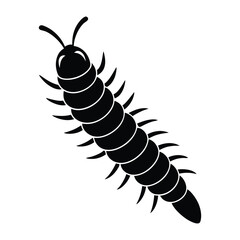 mealworm line art silhouette on vector-on white background.
