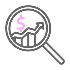 Financial Analysis Vector Line Lt Pink Grey Icon Design