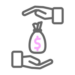 Asset Management Vector Line Lt Pink Grey Icon Design