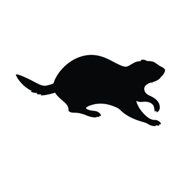 recommend clip art: Groundhog running silhouette vector animal wildlife black image