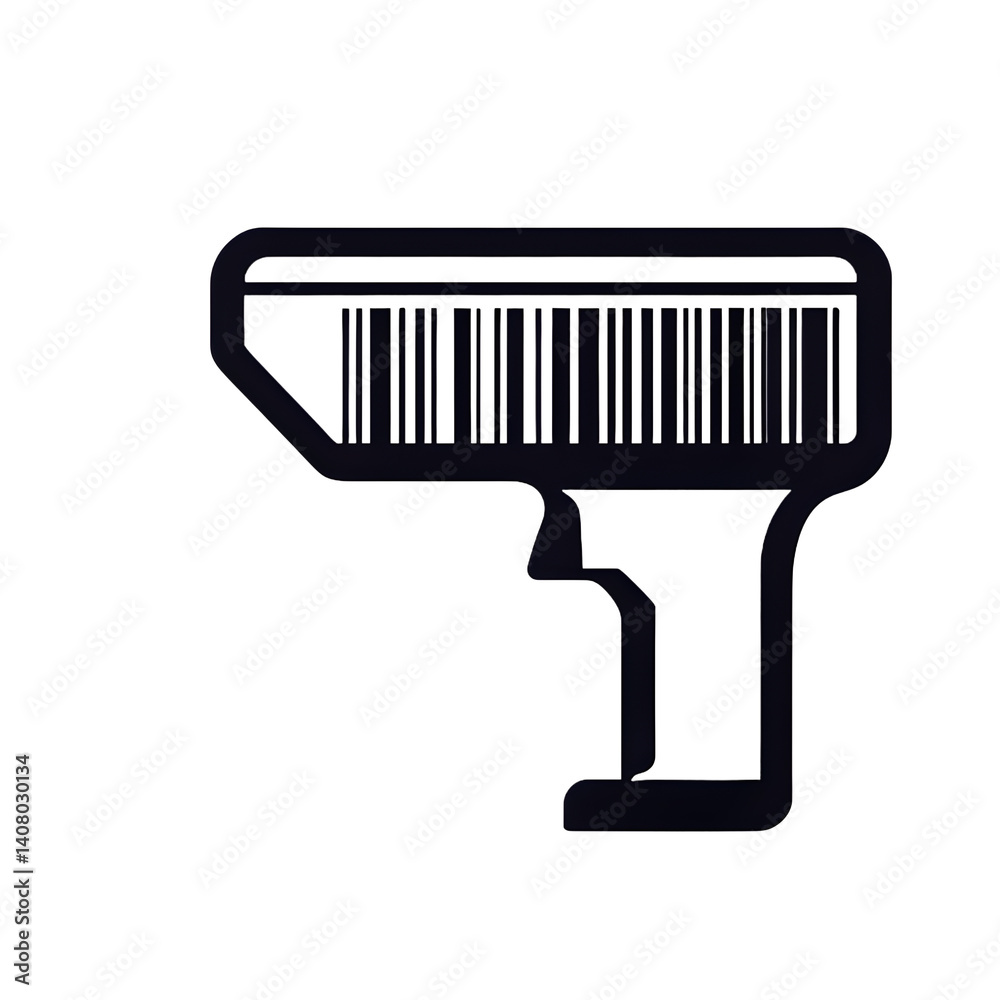 Poster modern design icon of a barcode scanner symbolising logistics, isolated on a empty plain background