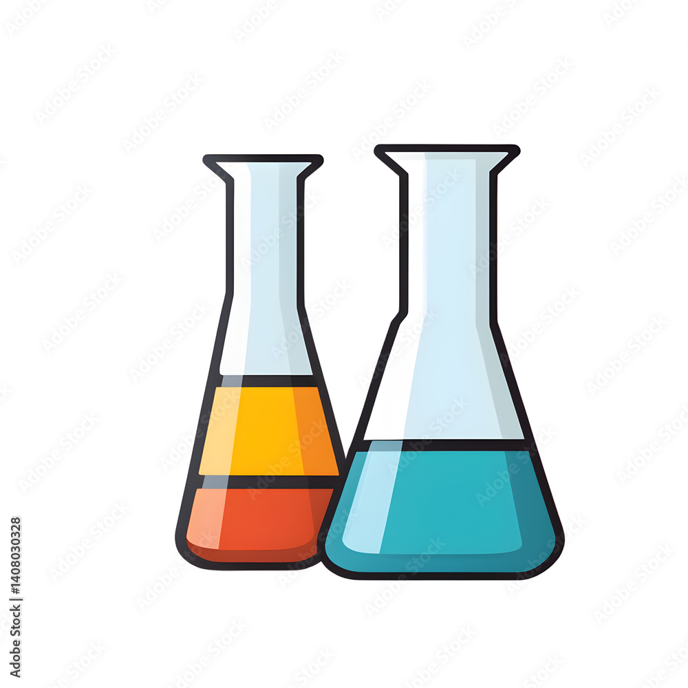 Poster modern design icon of a beaker symbolising chemistry isolated on a empty plain background