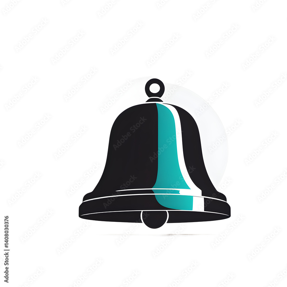 Poster Modern design icon of a bell symbolising notification, isolated on a empty plain background