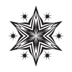 Fototapeta premium radiating Christmas star with sparkles in black and white.