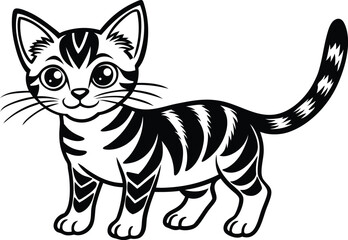 Cute Baby Cat Line Art Icon – Minimalist Kitten Drawing, Adorable Baby Kitten Outline Icon – Line Art Vector, Smiling Baby Cat Line Art – Simple Cat Doodle Icon, Kawaii Baby Cat Line Icon.