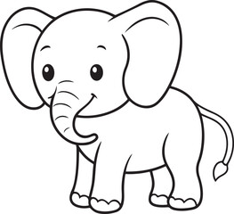 Cute pink baby elephant cartoon character is a happy vector illustration
