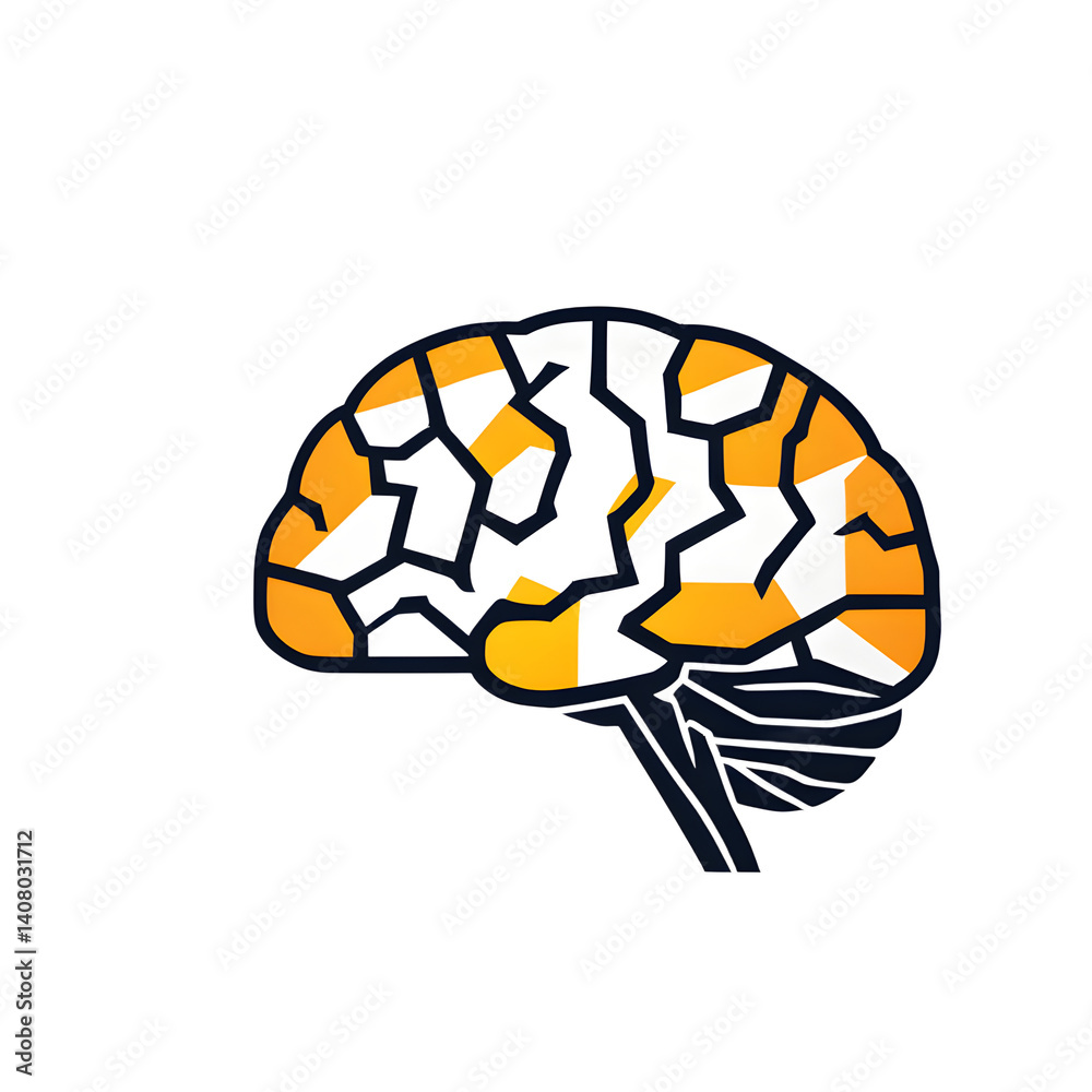 Poster Modern design icon of a brain symbolising intelligence, isolated on a empty plain background