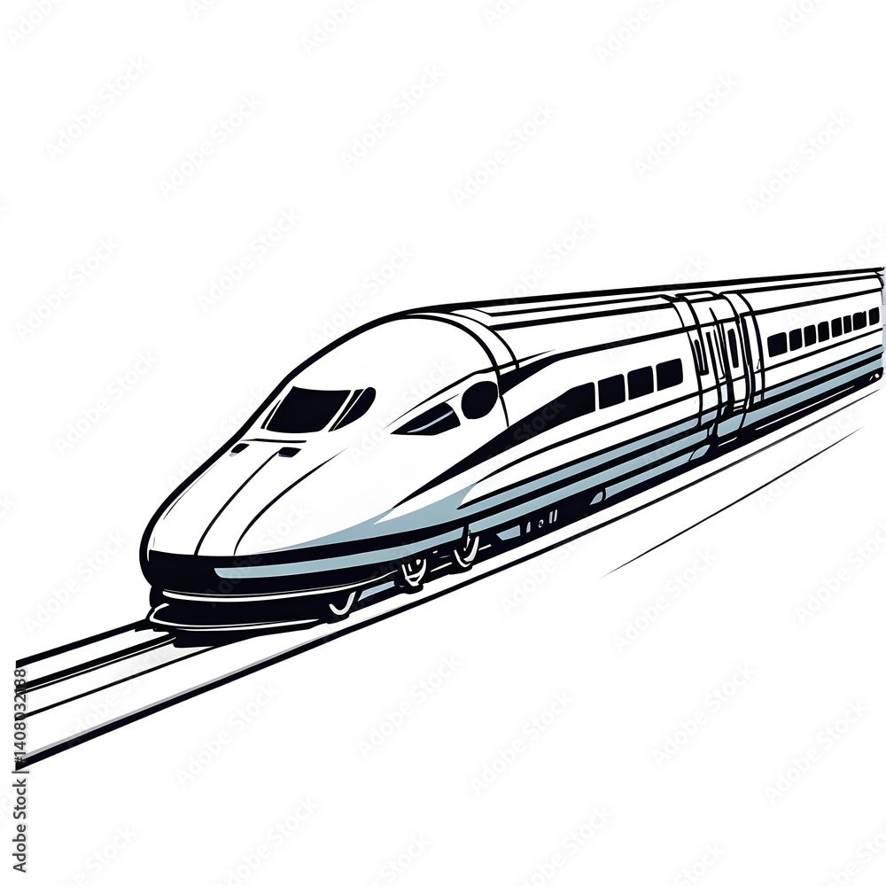 Poster Modern design icon of a bullet train symbolising high-speed rail isolated on a empty plain background