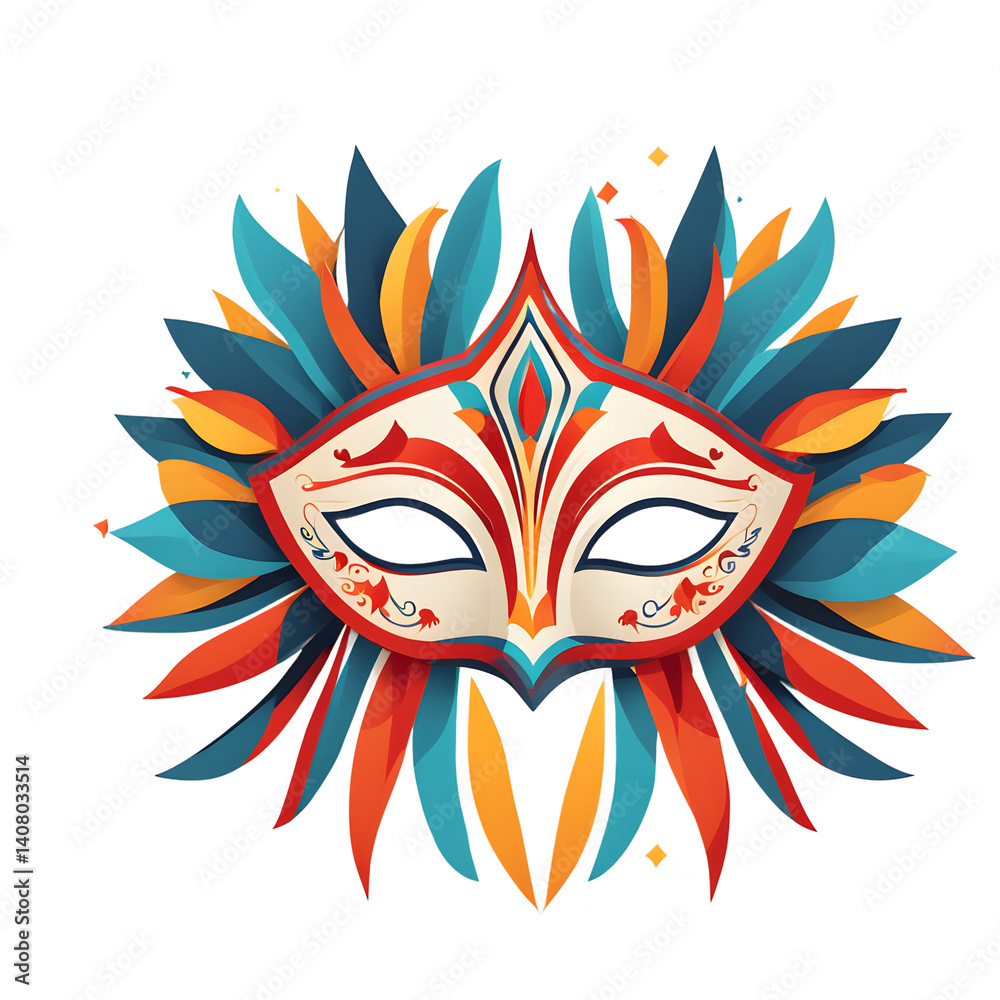 Poster modern design icon of a carnival mask symbolizing festivals & traditions isolated on a empty plain b