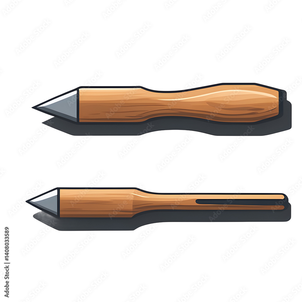 Poster Modern design icon of a carving chisel symbolising detailed woodworking isolated on a empty plain background