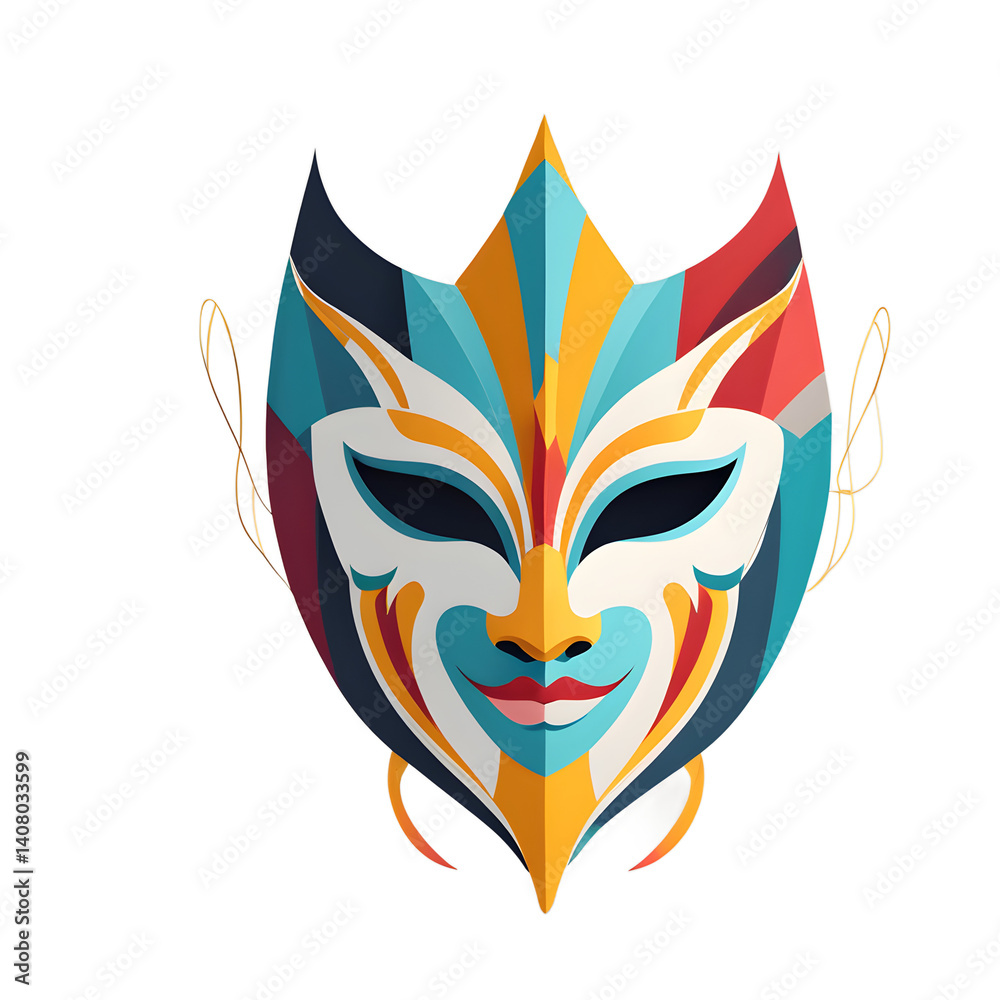Poster modern design icon of a carnival mask symbolizing festivals & traditions isolated on a empty plain b