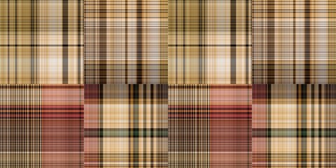 Warm fall gingham tartan check seamless border pattern. Woven classic variegated ombre check ribbon trim. Repeatable banner for washing tape and for fashion edging design