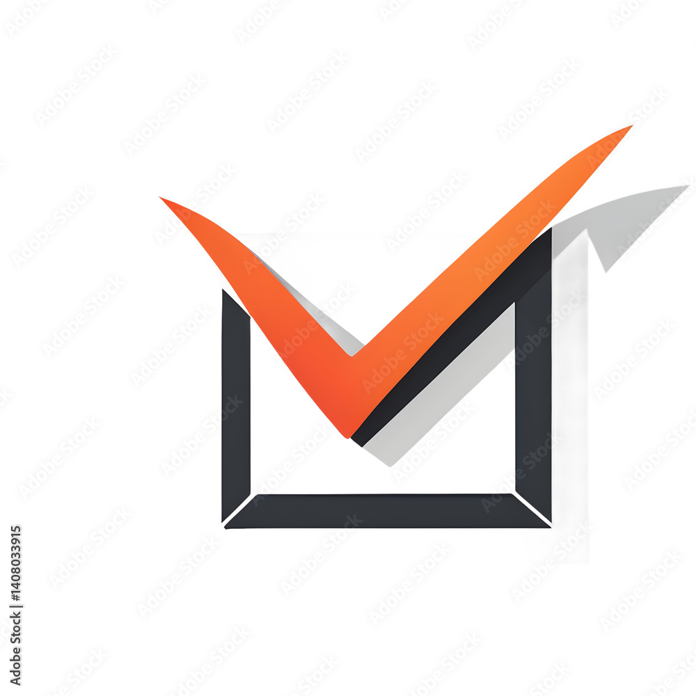 Poster Modern design icon of a check mark symbolising validation, isolated on a empty plain background