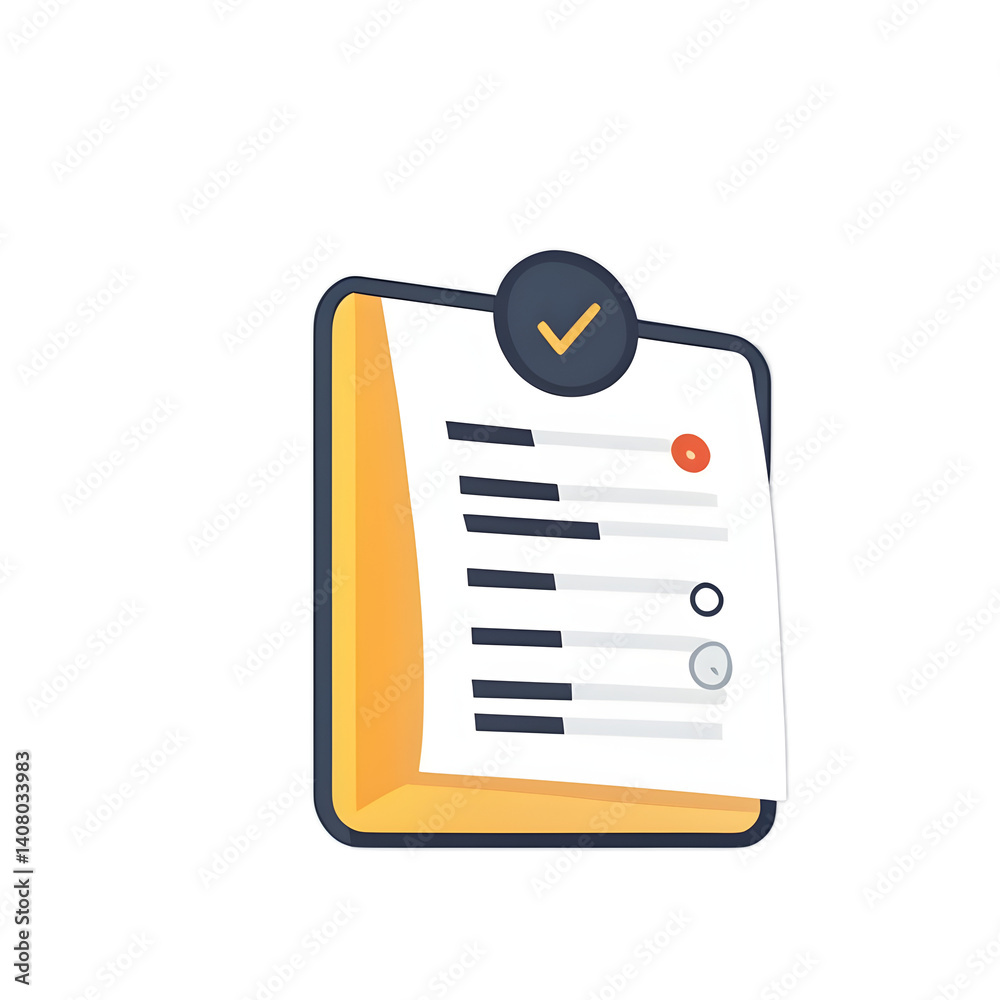 Poster Modern design icon of a checkmark list symbolising task management, isolated on a empty plain background