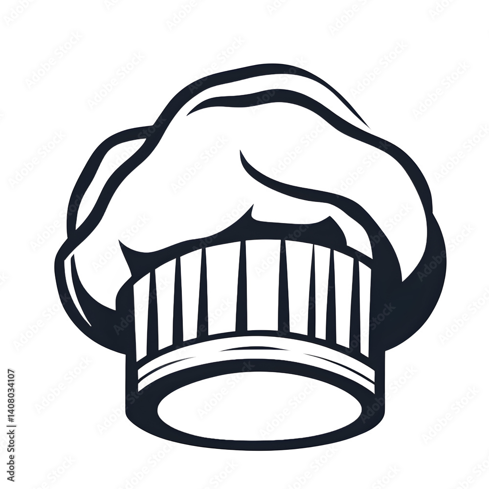 Poster Modern design icon of a chef's hat symbolizing culinary arts isolated on a empty plain background