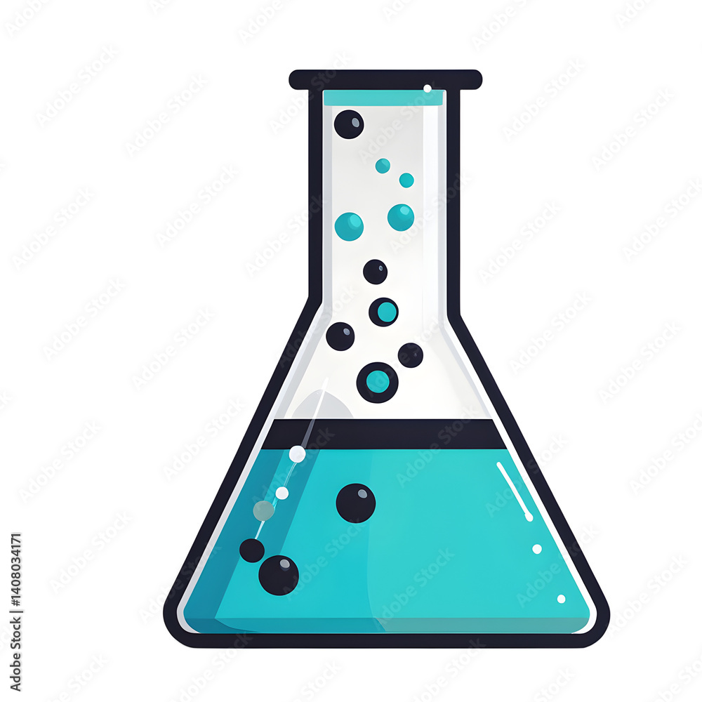 Poster Modern design icon of a chemistry flask symbolising laboratory science, isolated on a empty plain background