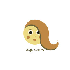 zodiac sign aquarius in the form of a child's face with red hair