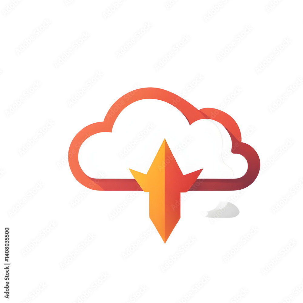 Poster Modern design icon of a cloud with lock symbolising cloud security, isolated on a empty plain background