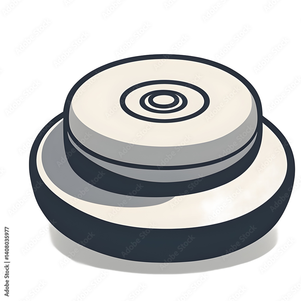 Poster modern design icon of a curling stone symbolising winter sports isolated on a empty plain background