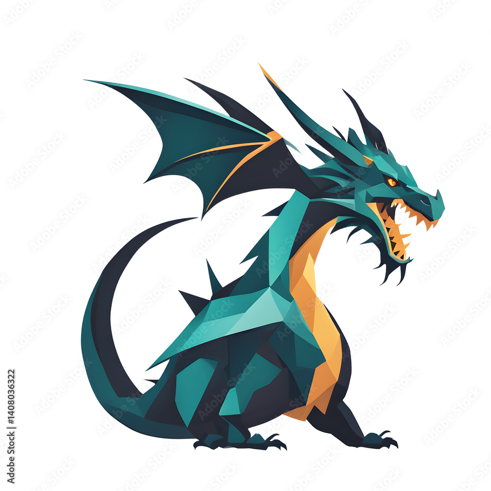 Aufkleber Modern design icon of a dragon symbolizing mythological creatures isolated on a empty plain background
