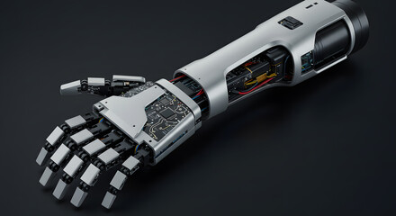 Futuristic Robotic Arm AI Technology Automation Cyborg Hand 3D Render