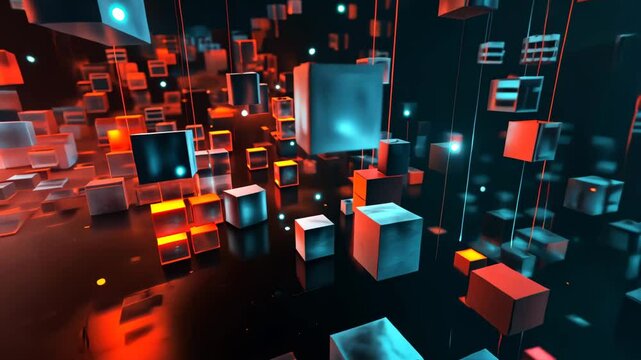 Digitale W&uuml;rfel in Schwarz Rot und Blau