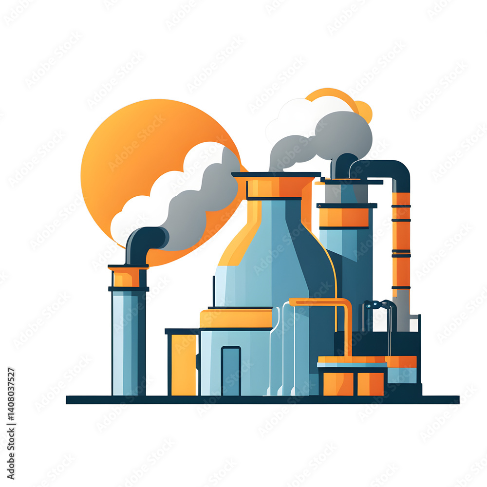Poster modern design icon of a factory symbolising industry, isolated on a empty plain background
