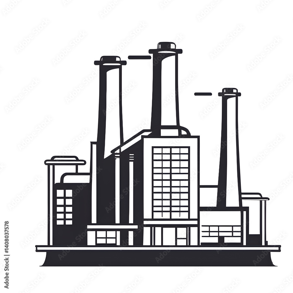 Poster modern design icon of a factory symbolising industry, isolated on a empty plain background