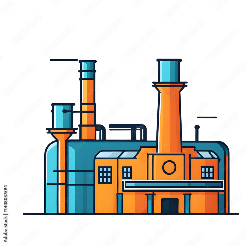 Poster modern design icon of a factory symbolising industry, isolated on a empty plain background