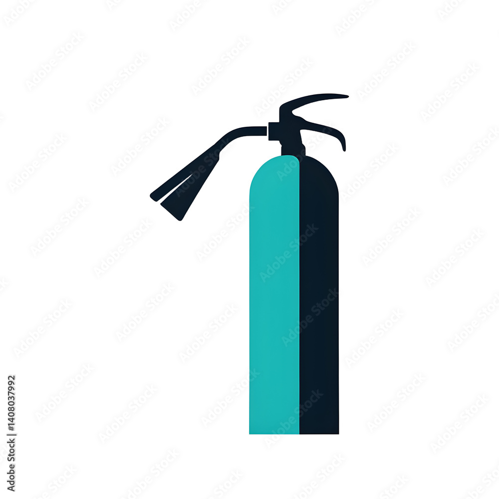 Poster modern design icon of a fire extinguisher symbolising safety, isolated on a empty plain background